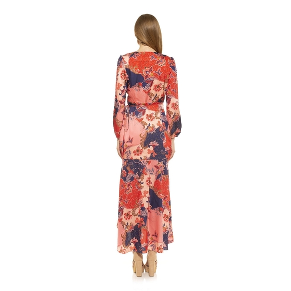 Alexia Admor High-low Ruffle Silhouette "Tala" Maxi Dress Pink/Mixed Print 6 NWT - Picture 11 of 11